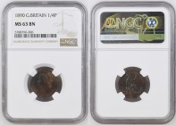 GREAT BRITAIN Victoria (1837-1901) Farthing (Quarter penny) 1890 silver Gr.6,3. Spink 3958. NGC MS63 BN (n.5788796-006).