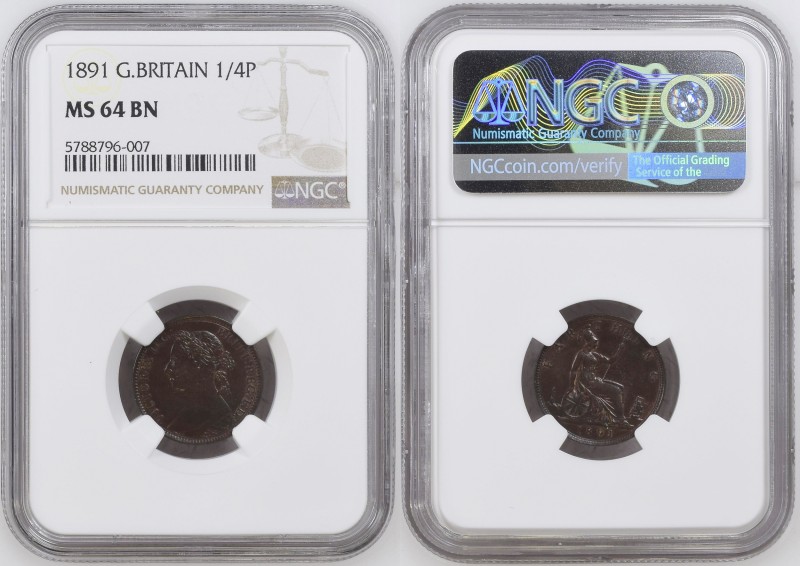 GREAT BRITAIN Victoria (1837-1901) Farthing (Quarter penny) 1891 silver Gr.6,3. ...