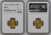 AUSTRALIA Victoria (1837-1901) Sovereign 1891M gold Gr.7,99 "MELBOURNE". Km#10; Spink 3867C; Marsh 135A; DISH M16. NGC MS61 (n.5787247-035). Rare. (Mi...