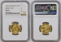 AUSTRALIA Victoria (1837-1901) Sovereign 1893S gold Gr.7,99. “SIDNEY” Spink 3868C; Marsh 144. NGC MS62 (n.5883945-007). Rare. (Mintage 1498000). Rever...