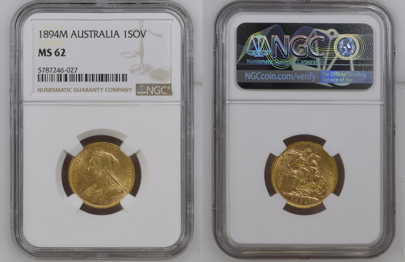 AUSTRALIA Victoria (1837-1901) Sovereign 1894M gold Gr.7,99. “MELBOURNE” Spink 3...