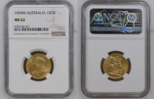 AUSTRALIA Victoria (1837-1901) Sovereign 1894M gold Gr.7,99. “MELBOURNE” Spink 3875; Marsh 154. NGC MS62 (n.5787246-027). (Mintage 4166874).
