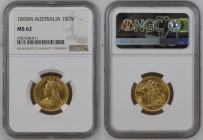 AUSTRALIA Victoria (1837-1901) Sovereign 1895M gold Gr.7,99. “MELBOURNE” Spink 3875; Marsh 155. NGC MS62 (n.5787248-011). Rare. (Mintage 4165869).