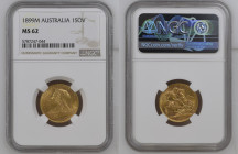 AUSTRALIA Victoria (1837-1901) Sovereign 1899M gold Gr.7,99. “MELBOURNE” Marsh 159; Spink 3874. NGC MS62 (n.5787247-044). (Mintage 5579157). Reverse S...