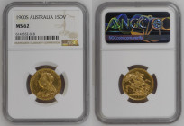 AUSTRALIA Victoria (1837-1901) Sovereign 1900S gold Gr7,99 "SIDNEY". Marsh 169; Spink 3877. NGC MS62 (n.6141352-018). (Mintage 3.586.000). Reverse S.G...