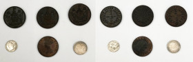 Victoria (1837-1901) Lot of 6 coins. Hong Kong: 5 cents 1895 silver KM#5, 1 cent 1866 KM#4.1; North Borneo: 1 cent 3 pieces KM#2; Straits Settlements ...
