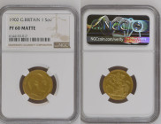 GREAT BRITAIN Edward VII (1901-1910) Sovereign 1902 gold Gr.7,99. Marsh 174A; Spink 3969. NGC PF60 MATTE (n.6144153-017). (Mintage 15123). Reverse S.G...