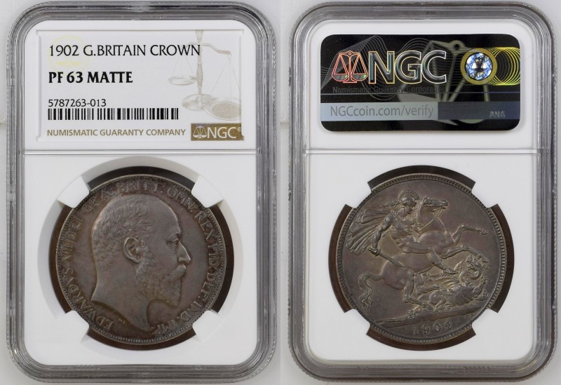 GREAT BRITAIN Edward VII (1901-1910) Crown 1902 silver Gr.28,28. Spink 3979. NGC...