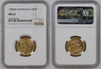 AUSTRALIA Edward VII (1901-1910) Sovereign 1906M gold Gr.7,99. “MELBOURNE” Marsh 190; Spink 3971. NGC MS61 (n.5787248-034). (Mintage 3657853).