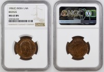 INDIA Edward VII (1901-1910) Quarter Anna 1906C bronze Gr.6,48. “CALCUTTA” Km#501. NGC MS63 BN (5787268-038). (Mintage 47229000). Red copper. Uncircul...