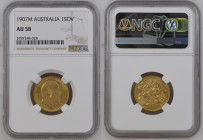 AUSTRALIA Edward VII (1901-1910) Sovereign 1907M gold Gr.7,99. “MELBOURNE” Marsh 191; Spink 3971. NGC AU58 (n.5787248-028). (Mintage 3332691). Mint lu...