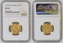 CANADA George V (1910-1936) Sovereign 1914C gold Gr.7,99. "Ottawa". KM#29; FR#39; Spink 3997; Marsh 223. NGC MS64 (n.5783010-002). (Mintage 14900).