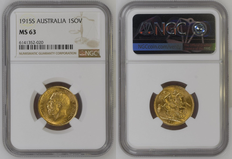 AUSTRALIA George V (1910-1936) Sovereign 1915S gold Gr.7,99 "SIDNEY". "Sidney". ...