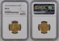 AUSTRALIA George V (1910-1936) Sovereign 1917P gold Gr.7,99. “PERTH” Marsh 256; Spink 4001. NGC MS62 (n.5787248-026). (Mintage 4110286).