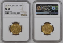 AUSTRALIA George V (1910-1936) Sovereign 1917P gold Gr.7,99. “PERTH” Marsh 256; Spink 4001. NGC MS63 (n.5787248-032). (Mintage 4110286).