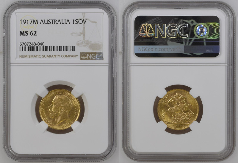 AUSTRALIA George V (1910-1936) Sovereign 1917M gold Gr.7,99. “MELBOURNE” Marsh 2...