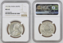 INDIA George V (1910-1936) Rupee 1917B silver Gr.11,66. “BOMBAY” KM#524. NGC MS62 (n.5787268-005). (Mintage 151583). Mint luster.