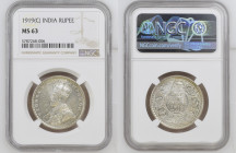 INDIA George V (1910-1936) Rupee 1919C silver Gr.11,66. “CALCUTTA” KM#524. NGC MS63 (n.5787268-006). Mint luster.
