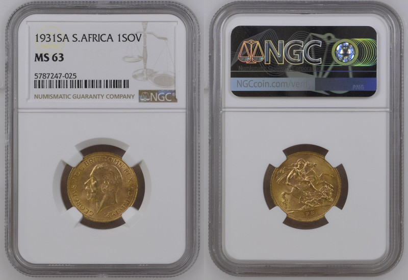 SOUTH AFRICA George V (1910-1936) Sovereign 1931SA gold Gr.7,99. “PRETORIA” Mars...