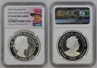 AUSTRALIA Elizabeth II (1952-Present) 1 Dollar 2021 silver Gr 31,1. PF70 ULTRA CAMEO TOP GRADE (n.5787911-003). (Mintage 150). 95° Anniversary of Birt...