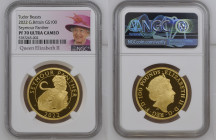 GREAT BRITAIN Elizabeth II (1952-Present) 100 Pounds 2022 gold “Tudor Beasts” Gr.31,1. NGC PF70 ULTRA CAMEO TOP GRADE (n.5787265-002). (Mintage 550). ...
