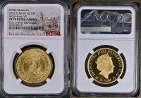 GREAT BRITAIN Elizabeth II (1952-Present) 100 Pounds 2022 “British Monarch Series” gold Gr.31,1. NGC PF70 ULTRA CAMEO TOP GRADE (n.6542188-011). (Mint...