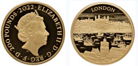 GREAT BRITAIN Elizabeth II (1952-Present) 200 Pounds 2022 “London city series” gold Gr.62,2. (Mintage 250). With box and COA.