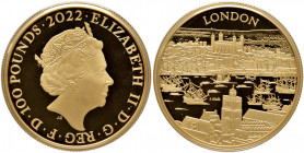 GREAT BRITAIN Elizabeth II (1952-Present) 100 Pouds 2022 “London city series” gold Gr.31,1. (Mintage 300). With box and COA.
