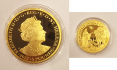 ST. HELENA East India Company Elizabeth II (1952-Present) 5 Pounds 2022 gold Gr.31,1. Proof. (Mintage 100). The Faerie Queene. With box and COA.