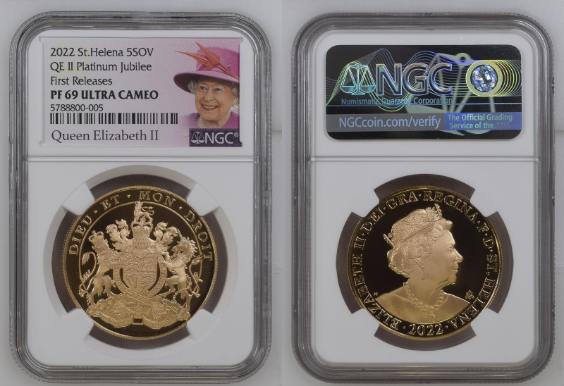 ST. HELENA East India Company Elizabeth II (1952-Present) 5 Pounds 2022 gold Gr....