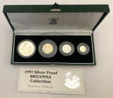 BRITANNIA Elizabeth II (1952-Present) Silver Proof Britannia Collection 2 Pounds/1 Pound/50 Pence/20 Pence. (With box and COA).
