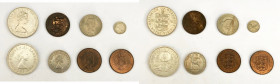 Elizabeth II (1952-Present) Lot of 8 coins. Guernsey: 25 pence 1978 KM#32, 8 doubles KM#16; New Zealand: florin 1964 KM#28.1-28.2, 3 pence KM#26.1; So...
