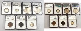 Elizabeth II (1952-Present) Lot of 7 coins with SLAB. INDIA ½ Rupee 1881B silver NGC AU DETAILS CLEANED; STRAITS 10 Cent 1899 MS62; STRAITS 1 Dollar 1...