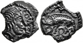 NORTHWEST GAUL. Aulerci Eburovices. 2nd to early 1st century BC. AE (Bronze, 15 mm, 2.10 g, 2 h), Conti.... CONTI[...] Laureate Celticized head to rig...