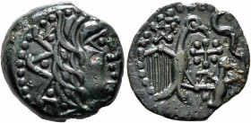 NORTHWEST GAUL. Carnutes. Circa 50-30 BC. AE (Bronze, 17 mm, 3.20 g, 7 h). Celticized male head to right. Rev. Two eagles flying right, one larger tha...