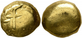 NORTHWEST GAUL. Senones. 2nd-early 1st century BC. Stater (Gold, 13 mm, 7.44 g), 'Gallo-Belgic Bullet' or 'globule à la croix' type. Cross at the cent...