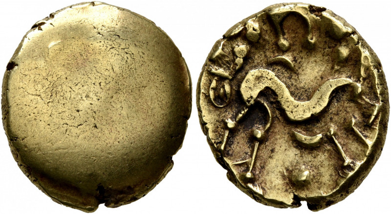 NORTHEAST GAUL. Ambiani. Circa 60-30 BC. Stater (Gold, 18 mm, 6.29 g), 'statère ...