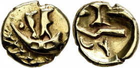 NORTHEAST GAUL. Atrebates. Circa 60-30/25 BC. Quarter Stater (Gold, 11 mm, 1.42 g). Two men standing right in a boat with stylized waves below. Rev. U...