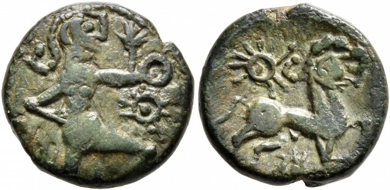 NORTHEAST GAUL. Bellovaci. Circa 60-30/25 BC. AE (Billon, 16 mm, 3.33 g, 4 h). C...