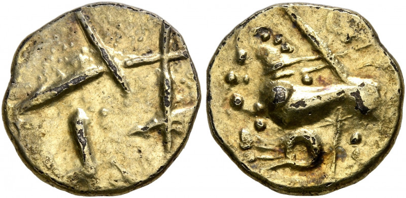 NORTHEAST GAUL. Nervii. 2nd century BC. Quarter Stater (Subaeratus, 13 mm, 1.35 ...