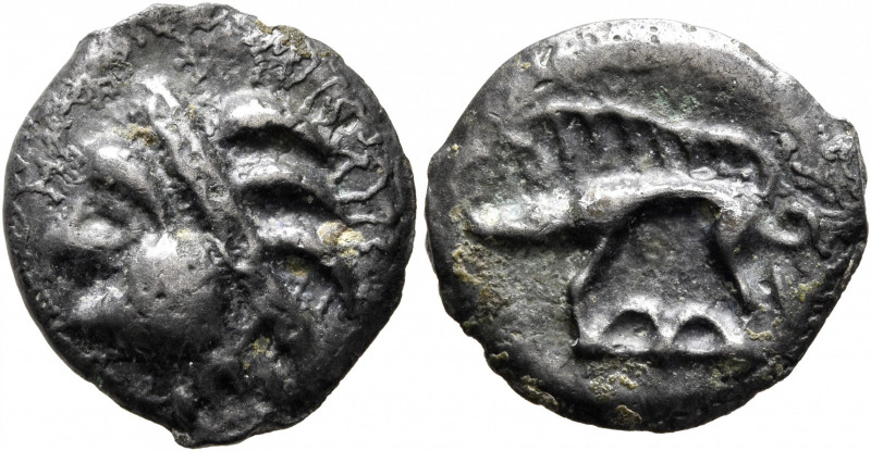 NORTHEAST GAUL. Remi. Circa 100-50 BC. Cast unit (Potin, 19 mm, 4.07 g, 4 h). Ce...