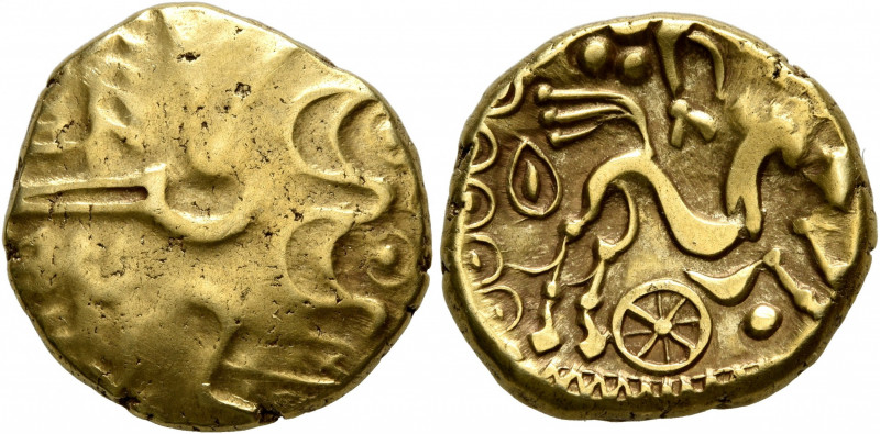 NORTHEAST GAUL. Suessiones. Late 2nd to mid 1st century BC. Stater (Gold, 17 mm,...