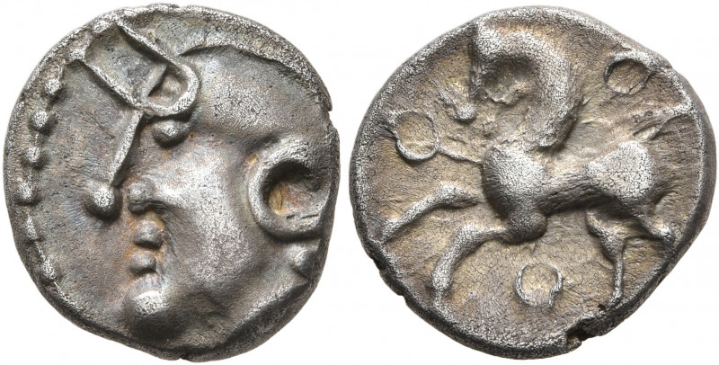 CENTRAL GAUL. Aedui. Circa 80-50 BC. Quinarius (Silver, 13 mm, 1.87 g, 5 h), 'à ...