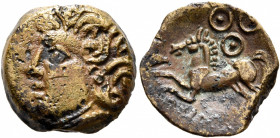 CENTRAL GAUL. Bituriges Cubi. Circa 80-50 BC. AE (Bronze, 16 mm, 2.22 g, 8 h), Abudos. [ABVDOS] Celticized male head to left. Rev. ABVD[OS] Celticized...