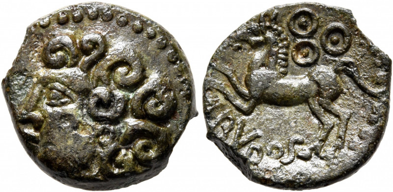 CENTRAL GAUL. Bituriges Cubi. Circa 80-50 BC. AE (Bronze, 16 mm, 3.49 g, 1 h), A...