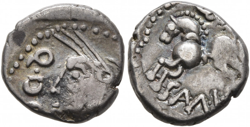 CENTRAL GAUL. Sequani. Mid 1st century BC. Quinarius (Silver, 12 mm, 1.93 g, 5 h...