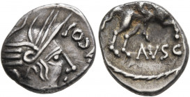 SOUTHERN GAUL. Allobroges. Circa 61-40 BC. Quinarius (Silver, 14 mm, 2.00 g, 5 h), Durnacos. [DVRN]ACOS Head of Athena to right, wearing winged helmet...