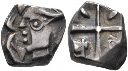 SOUTHERN GAUL. Volcae-Tectosages. Mid 2nd-early 1st century BC. Drachm (Silver, 15 mm, 2.79 g, 1 h), 'à la croix' type. Celticized male head to left; ...