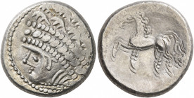 CENTRAL EUROPE. Noricum (East). Circa 2nd-1st centuries BC. Tetradrachm (Silver, 23 mm, 11.10 g, 10 h), 'Samobor A' type. Celticized head of Apollo to...