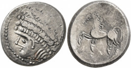 CENTRAL EUROPE. Noricum (East). Circa 2nd-1st centuries BC. Tetradrachm (Silver, 25 mm, 11.11 g, 9 h), 'Samobor A' type. Celticized head of Apollo to ...